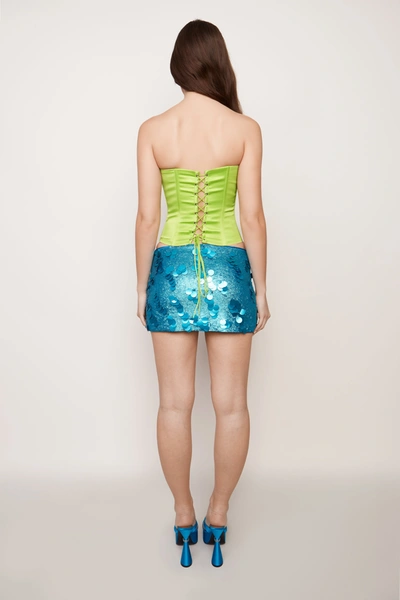 Shop Danielle Guizio Ny Low Rise Paillette Skirt In Sea Blue