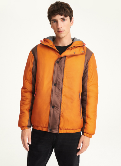 Shop Dkny Men's Translucent Puffer Jacket In Orange Combo