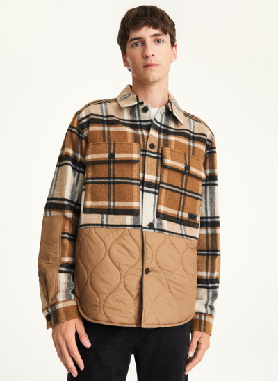 Shop Dkny Men's Quilted Panel Jacket In Camel
