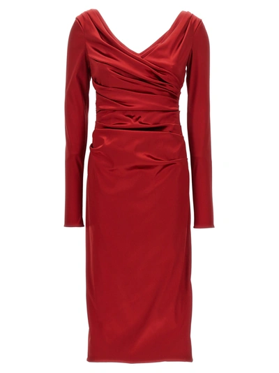 Shop Dolce & Gabbana Draped Dress Dresses Red