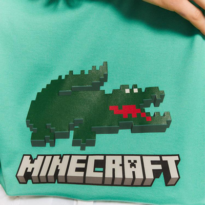 法国鳄鱼MINECRAFT联名情侣装印花纯色纯棉短袖T恤