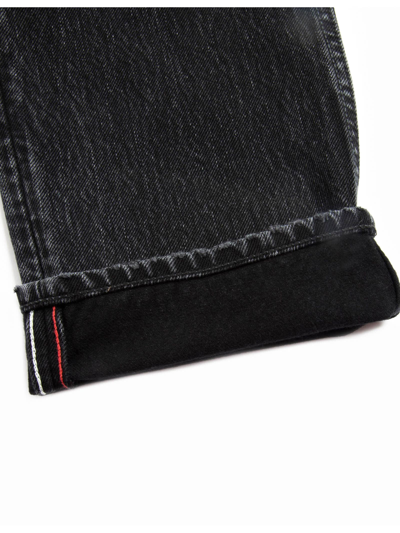 Shop Evisu Black Cotton Denim Jeans In Nero