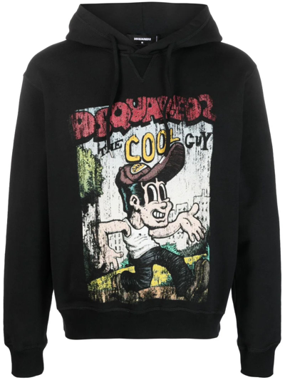 Shop Dsquared2 Black Cotton Hoodie In Nero