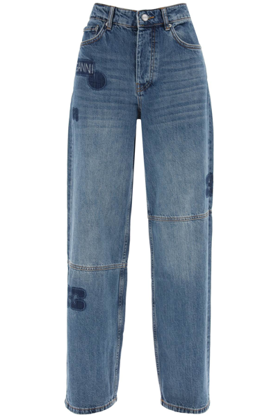 Shop Ganni Izey Wide-leg Jeans In Tint Wash (blue)