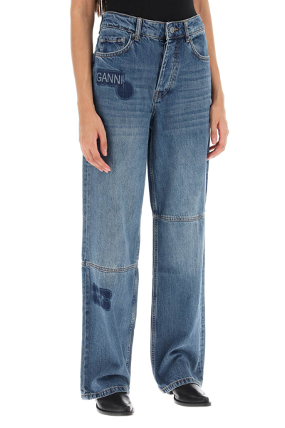 Shop Ganni Izey Wide-leg Jeans In Tint Wash (blue)