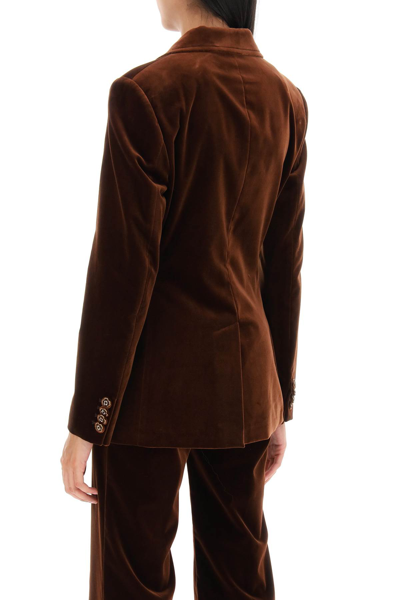 Shop Etro Double-breasted Velvet Jacket In Brown (brown)