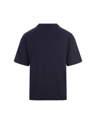 Shop Kiton Navy Blue T-shirt With Logo On Pocket