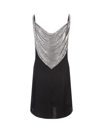 Shop Paco Rabanne Mini Dress In Black Jersey And Silver Mesh In Nero
