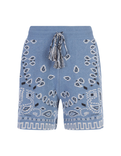 Shop Alanui Denim Cotton Piquet Bandana Shorts