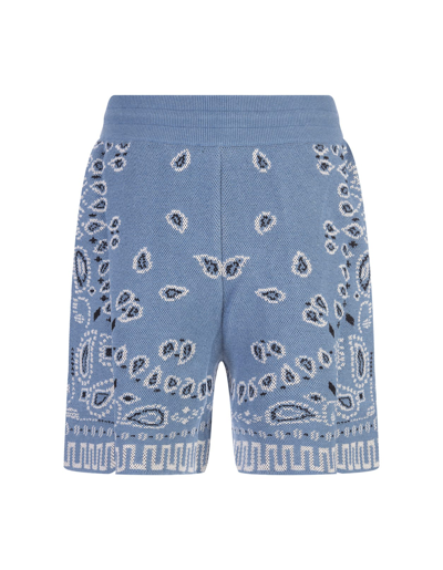 Shop Alanui Denim Cotton Piquet Bandana Shorts