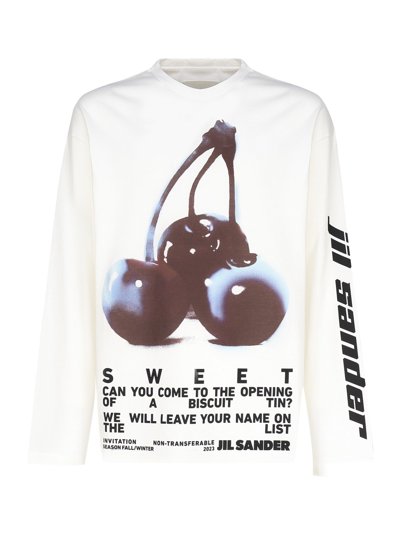 Shop Jil Sander Printed Cotton T-shirt In Night Shimmer