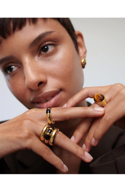 Shop Monica Vinader X Kate Young Tiger's Eye Ring In 18k Gold Vermeil