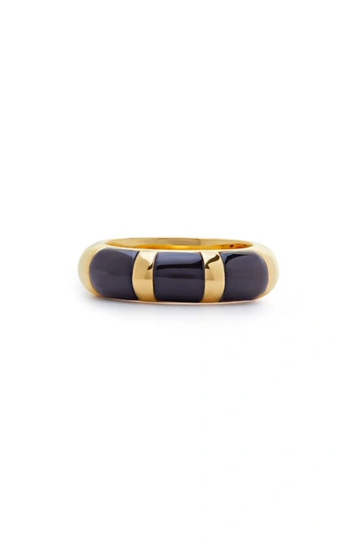 Shop Monica Vinader X Kate Young Onyx Ring In 18k Gold Vermeil