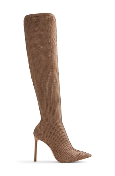 Shop Aldo Nassia Embellished Pointed Toe Over The Knee Boot In Bronze