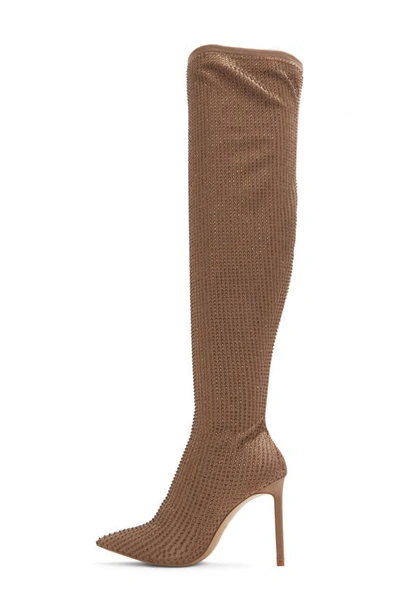 Shop Aldo Nassia Embellished Pointed Toe Over The Knee Boot In Bronze