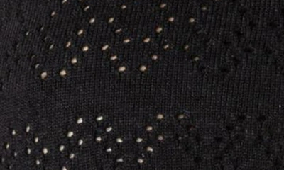 Edikted Delana Ruffle Cuff Pointelle Crop Sweater In Black
