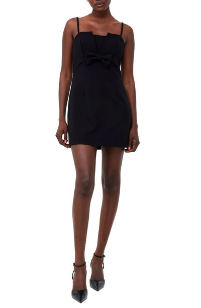 Shop French Connection Whisper Bow Front Minidress In Blackout