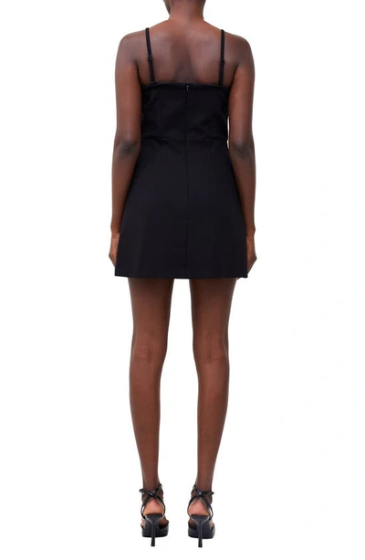 Shop French Connection Whisper Bow Front Minidress In Blackout