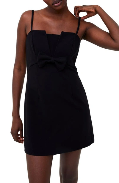 Shop French Connection Whisper Bow Front Minidress In Blackout