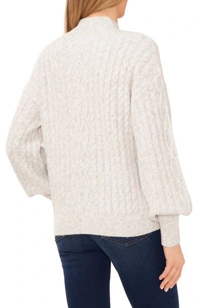 Shop Cece Mock Neck Cable Stitch Sweater In Silver Heather