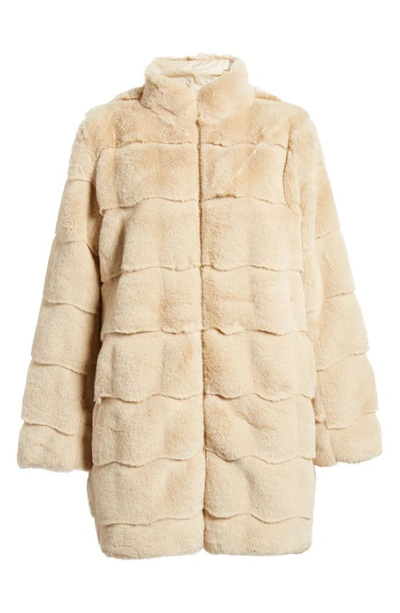 Shop Via Spiga Wavy Reversible Faux Fur Quilted Coat In Beige