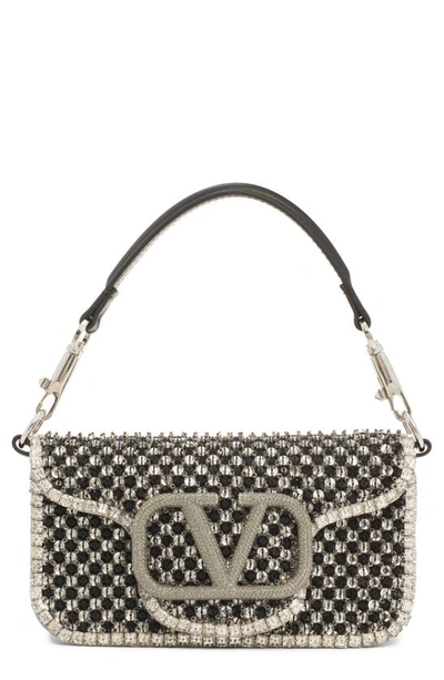 Shop Valentino Small Locò Crystal & Bead Embellished Polka Dots Shoulder Bag In Yeu Crystal-jet/ Nero/crystal