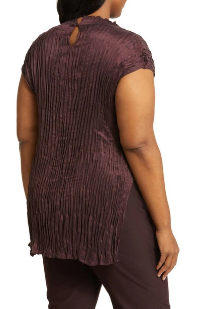 Shop Eileen Fisher Crinkle Funnel Neck Tunic In Cassis