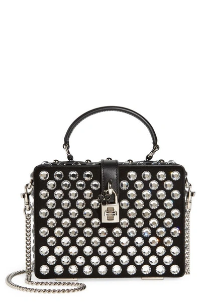 Shop Dolce & Gabbana Crystal Embellished Box Bag In Black