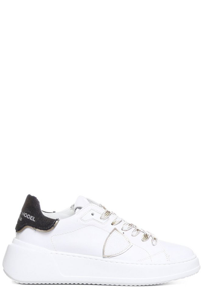 Shop Philippe Model Paris Philippe Model Tres Temple Logo Patch Sneakers In White