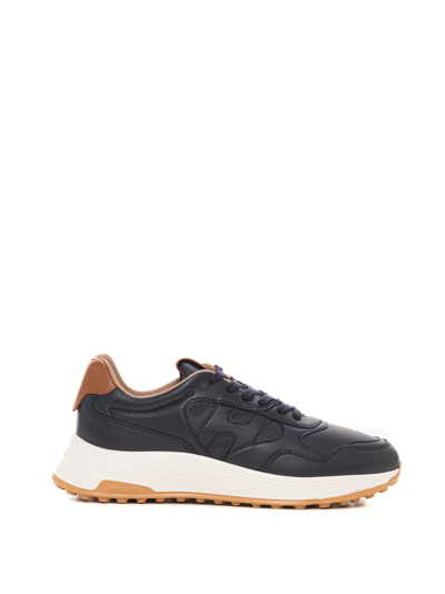 Shop Hogan Hyperlight Leather Sneakers With Laces In Blue