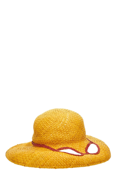 Shop Marni Women Raffia Bucket Hat In Yellow