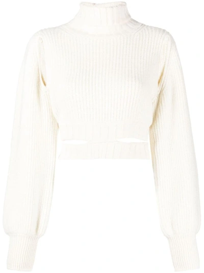 Shop Andreädamo Andreādamo  Turtleneck Crop Sweater In White