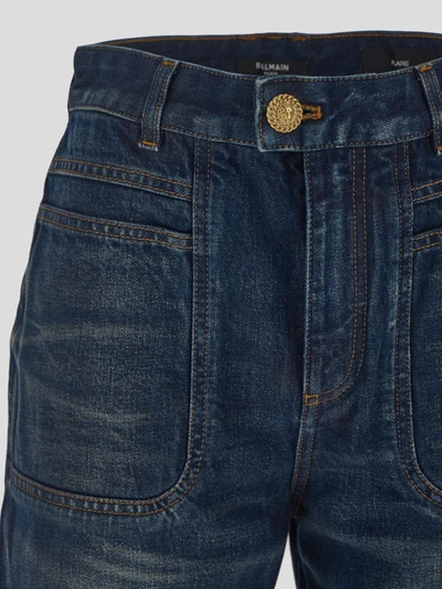Shop Balmain Flared Denim Jeans In Bleu Jean Brut