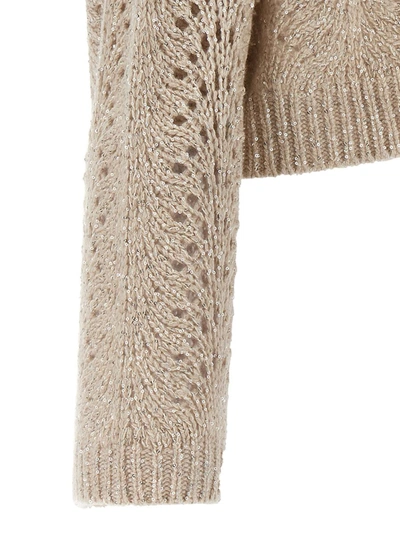 Shop Brunello Cucinelli Sequin Sweater In Beige