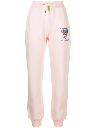 Shop Casablanca Tennis Club Sports Trousers With Embroidery In Pink &amp; Purple