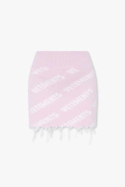 Shop Vetements Pink Skirt With Logo In New