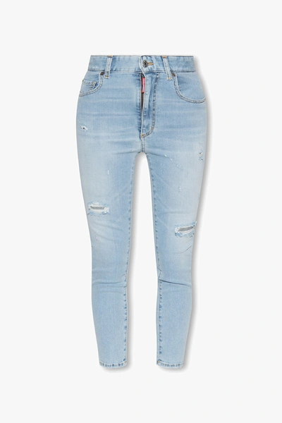Shop Dsquared2 Light Blue ‘cropped Twiggy' Jeans In New