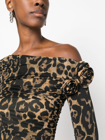 Shop Blumarine Leopard Print Mini Dress In Animalier
