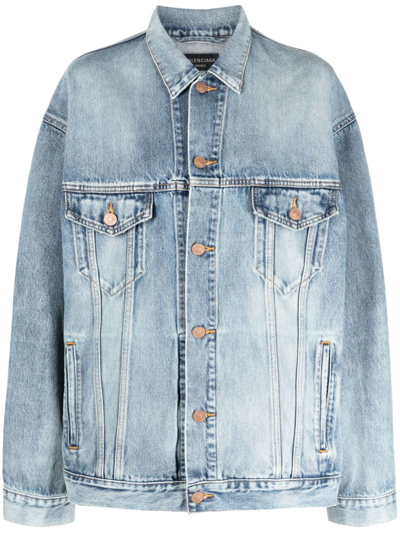 Shop Balenciaga Denim Organic Cotton Jacket In Blue