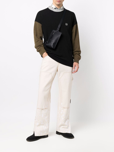 Shop Loewe Vertical T Pocket Leather Belt Bag In Black