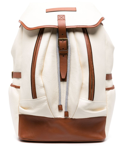 Shop Brunello Cucinelli Leather Backpack In White