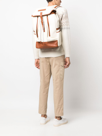 Shop Brunello Cucinelli Leather Backpack In White