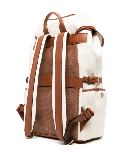 Shop Brunello Cucinelli Leather Backpack In White