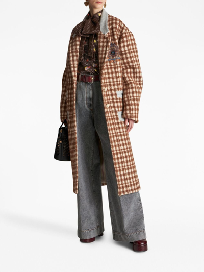 Shop Etro Checked Wool Blend Coat