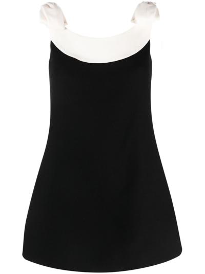 Shop Valentino Wool And Silk Blend Mini Dress In Black