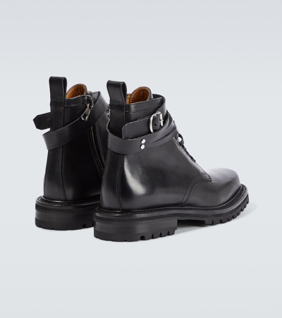 Shop Dries Van Noten Leather Combat Boots In Black
