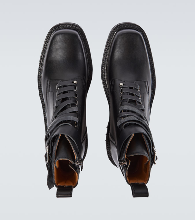 Shop Dries Van Noten Leather Combat Boots In Black