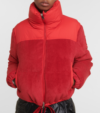 Shop Moncler Waitaki Corduroy Down Jacket In Red