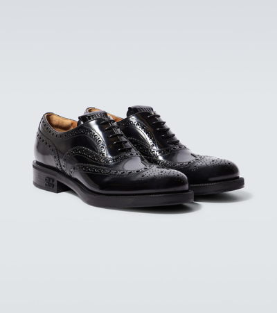 Miu Miu Brogue Oxford Shoes In Black