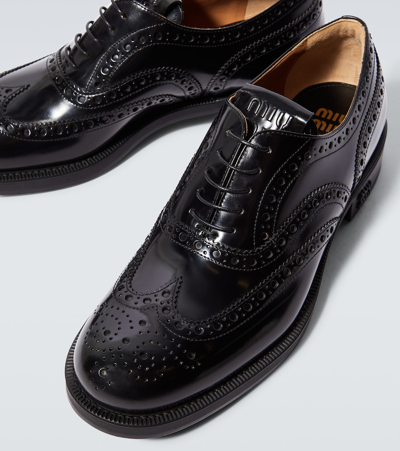 Miu Miu Brogue Oxford Shoes In Black